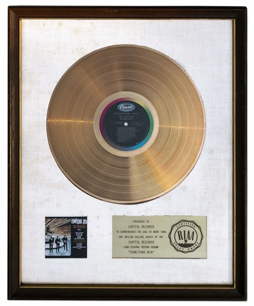 The Beatles RIAA White Matte Gold Award for Something New -- One of a Few Available White Matte Awards for The Beatles